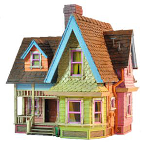 Up house model in scale 1:48 made of plywood and wood