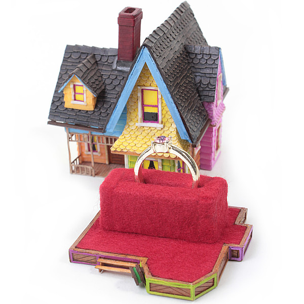Up house model with secret compartment for engagement ring