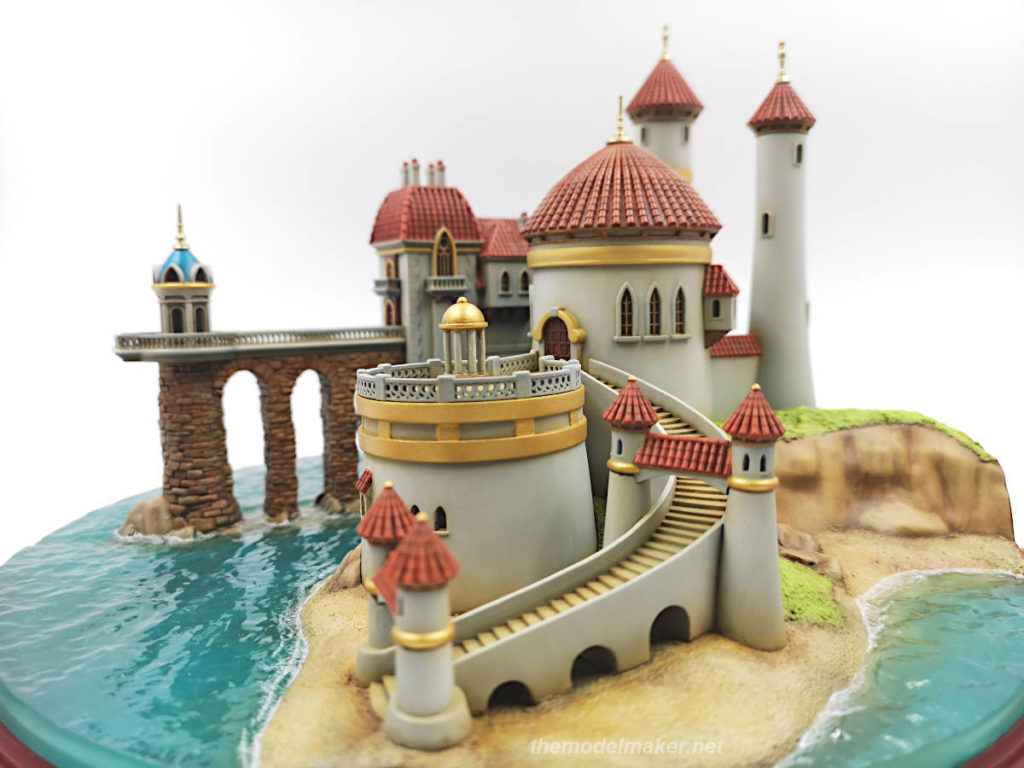 Prince Eric's castle miniature model from classic Disney animation The Little Mermaid. Inspired by maquete from Disneyland Paris and Under the Sea attraction in  Magic Kingdom Park.  Clear epoxy resin water diorama