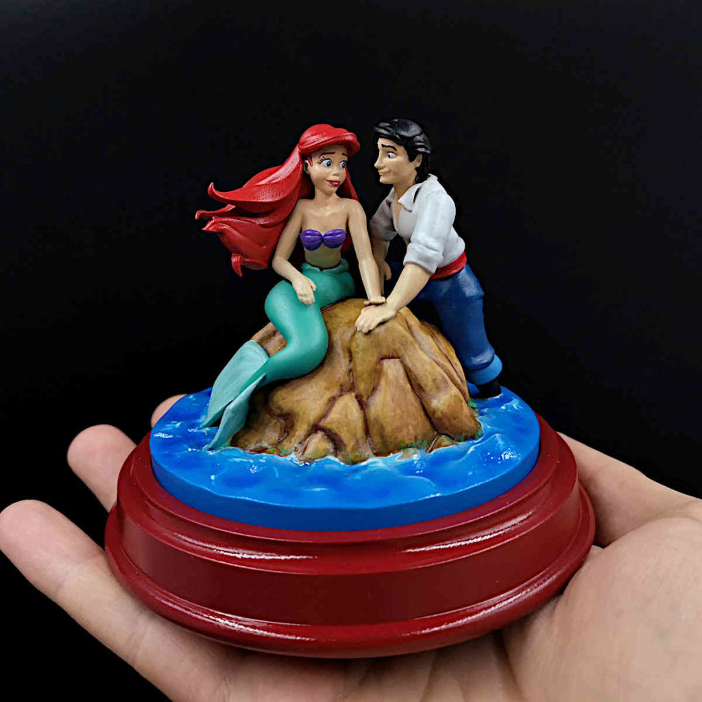 Little Mermaid Ariel and prince Eric personalized engagement ring box. Handmade custom gift statue.