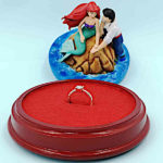 Little Mermaid Ariel and prince Eric personalized engagement ring box. Handmade custom gift statue.
