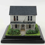 Myers House miniature model diorama personalized to hide engagement ring for Halloween themed proposal
