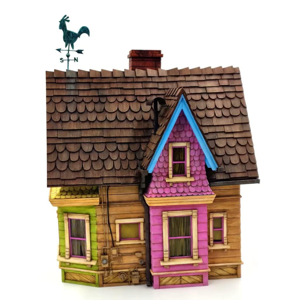 Up house model I made based on hundreds of hours research and drafting in 3d. It is 3d printed and painted with acrylic paints